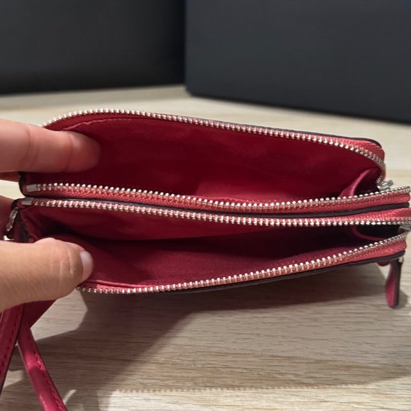 Coach F66505 Pink/Coral Pebble Leather Double Corner Zip Wristlet - Picture 8 of 9